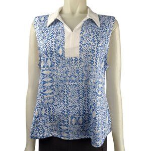 Sigrid Olsen Womens Golf & Tennis Top UPF 50 Print Sleeveless Polo Size XL